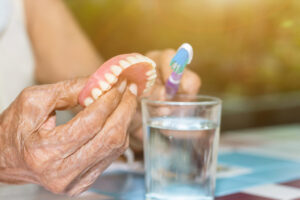 scrubbing an overdenture